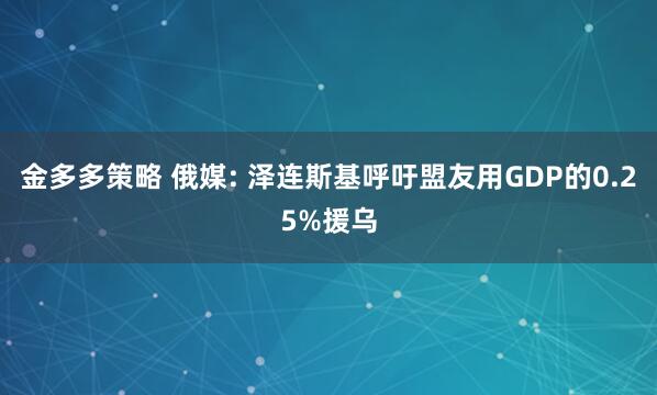 金多多策略 俄媒: 泽连斯基呼吁盟友用GDP的0.25%援乌