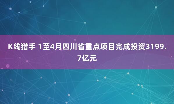 K线猎手 1至4月四川省重点项目完成投资3199.7亿元